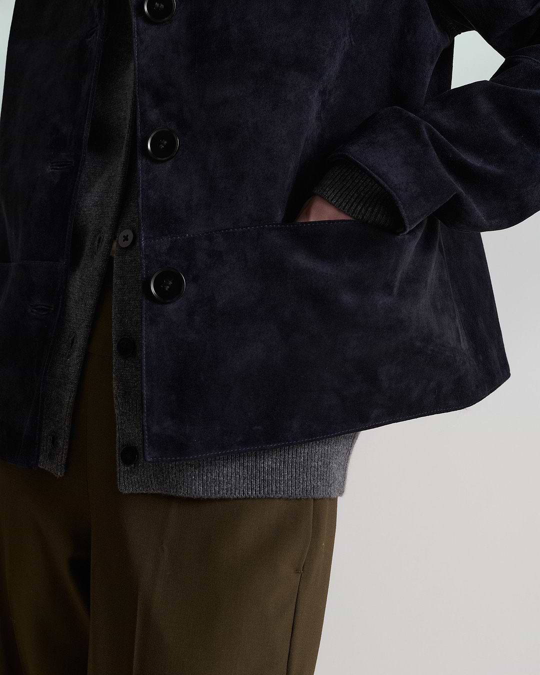 Women's Suede Jacket - Navy