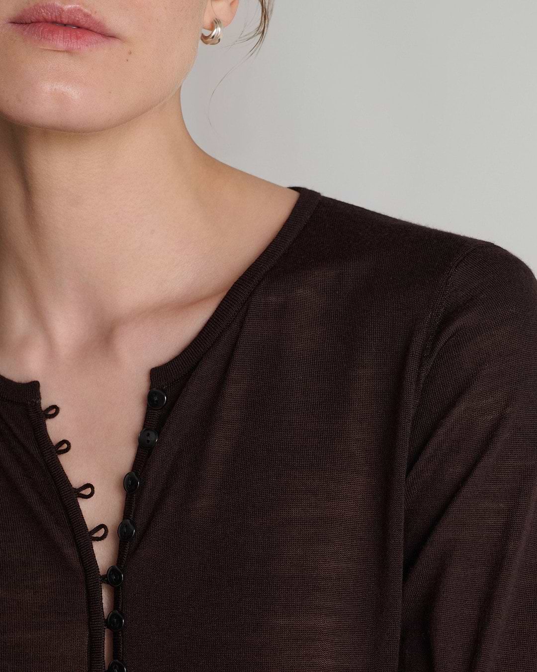Women's Superfine Merino Button-Front Top - Umber