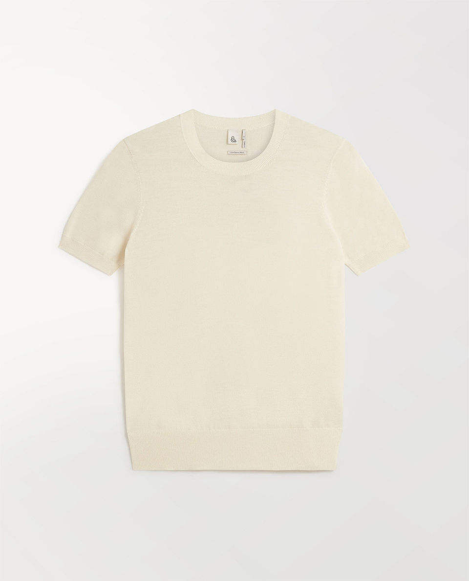 Women's Superfine Merino Wool Knitted T-shirt - Buttermilk