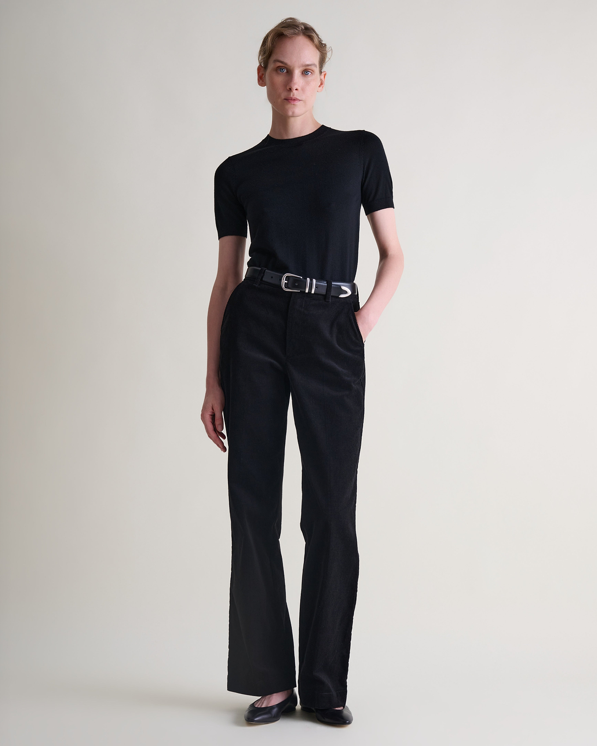 Women's Superfine Merino Wool Knitted T-shirt - Black