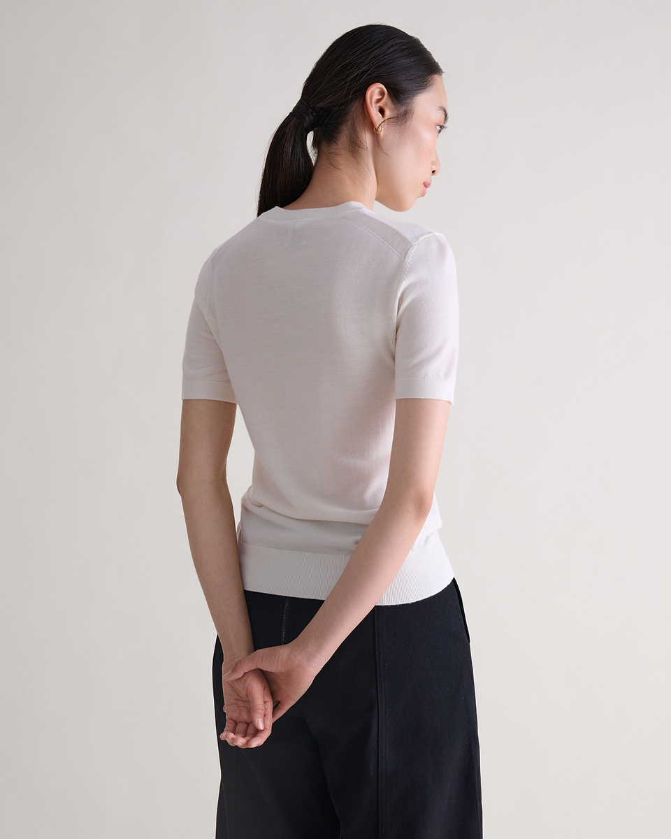 Women's Superfine Merino Wool Knitted T-shirt - Buttermilk