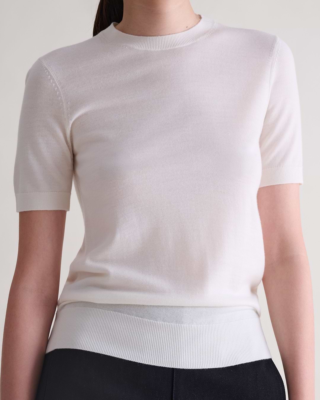 Women's Superfine Merino Wool Knitted T-shirt - Buttermilk