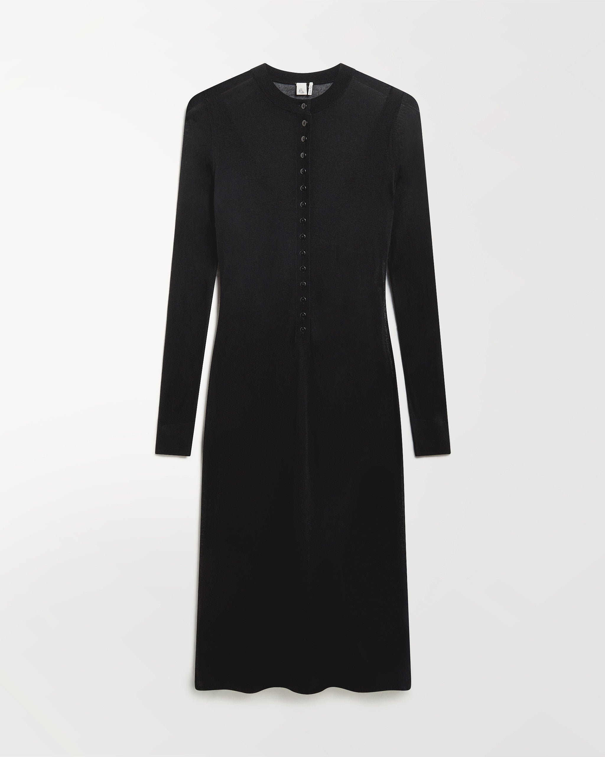 Women's TENCEL™ Cashmere Double Layered Button Dress - Black