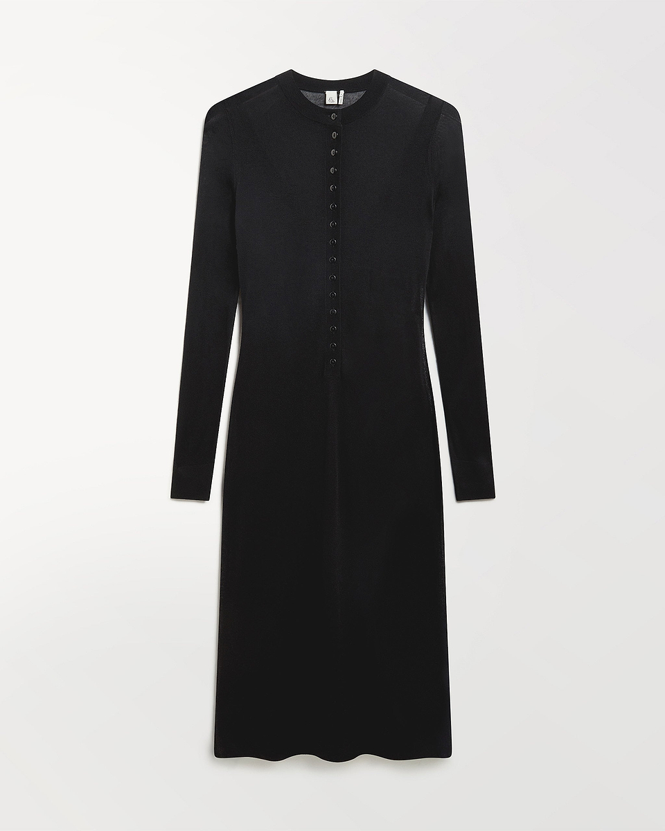 Women's TENCEL™ Cashmere Double Layered Button Dress - Black