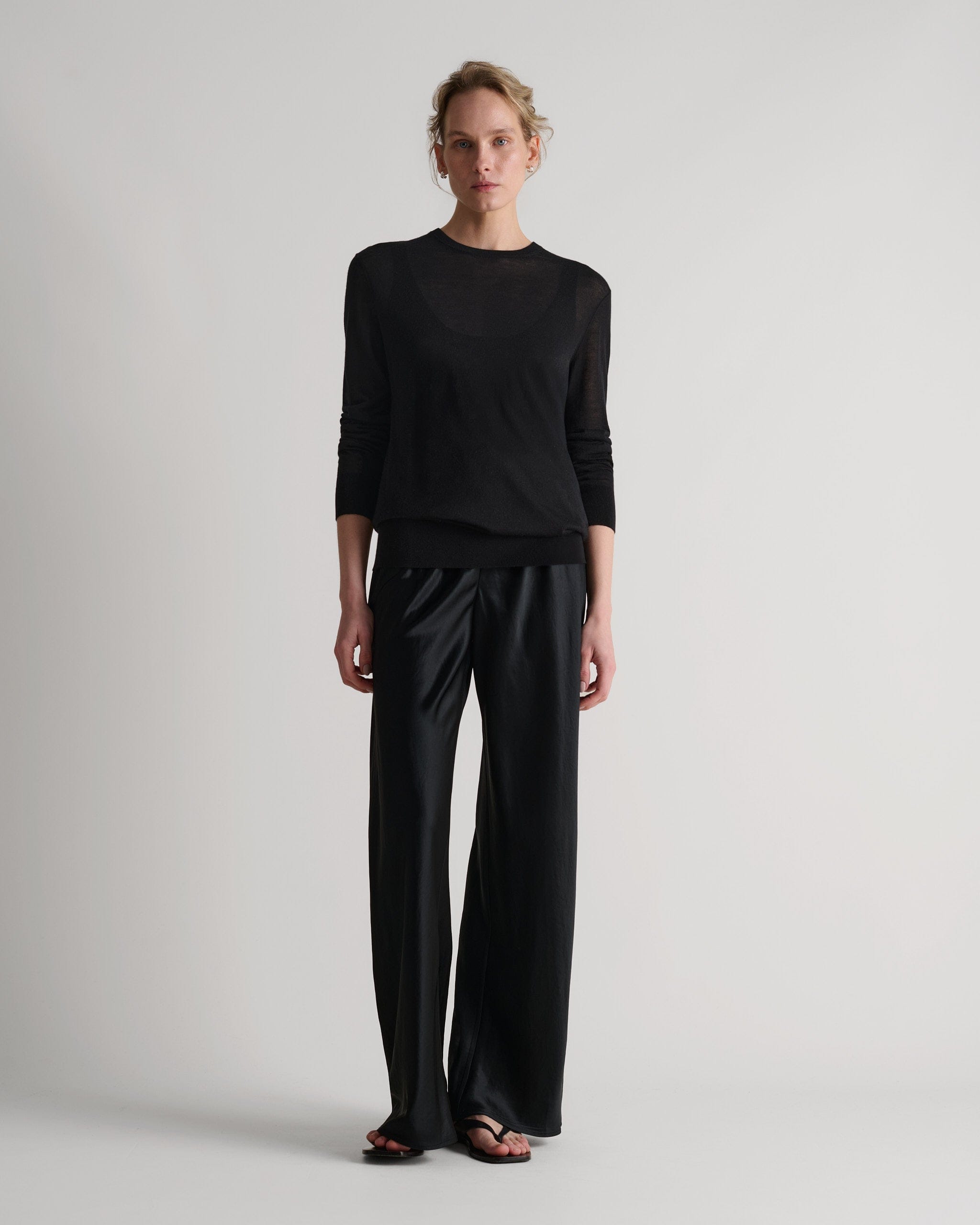 Women's TENCEL™ Cashmere Double Layered Crew Neck Jumper - Black