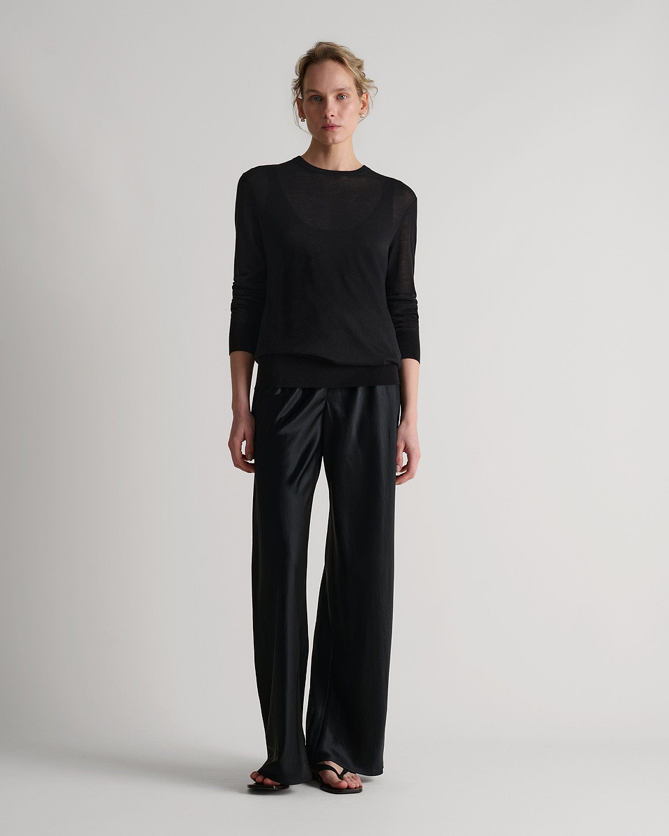 Women's TENCEL™ Cashmere Double Layered Crew Neck Jumper - Black