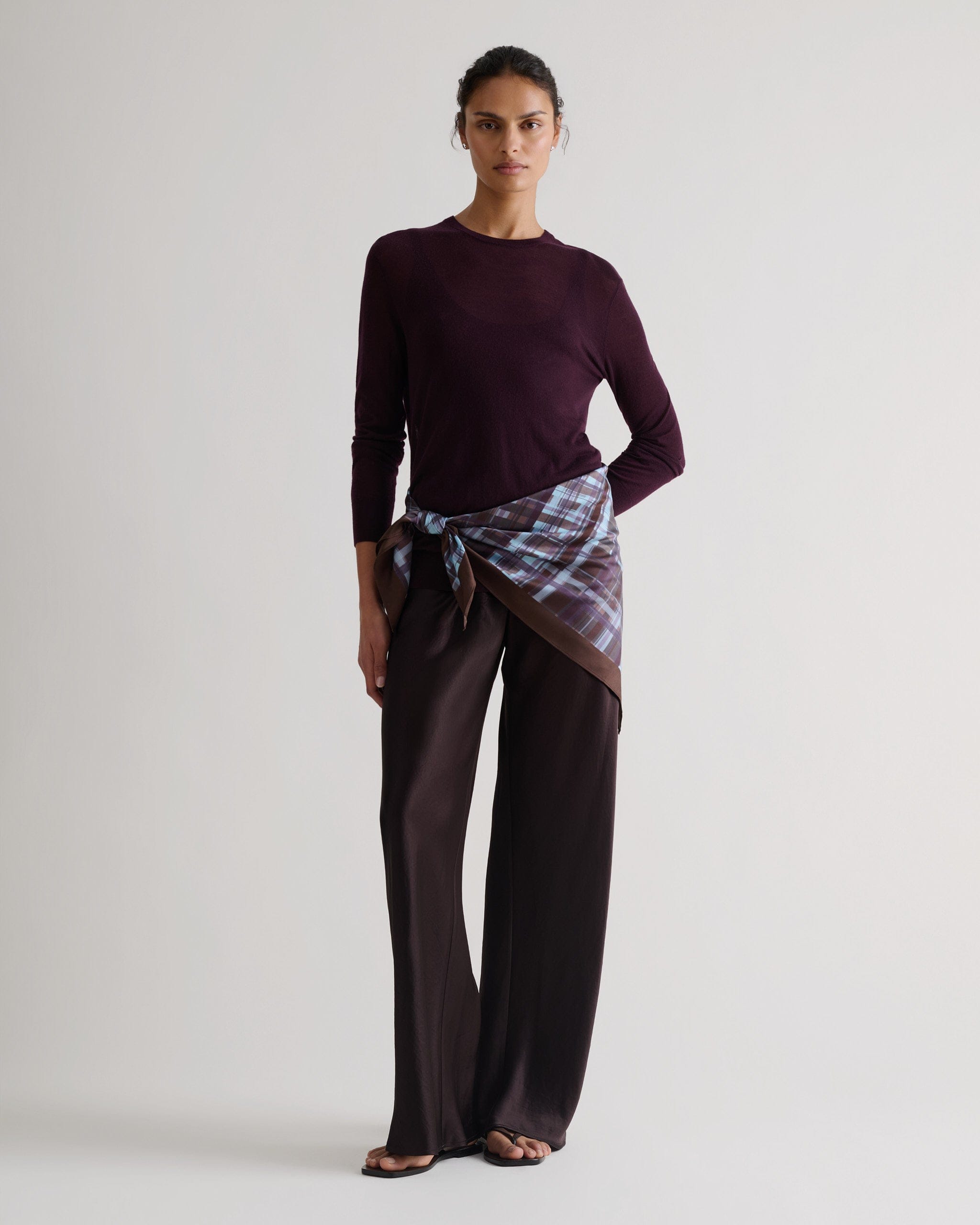 Women's TENCEL™ Cashmere Double Layered Crew Neck Jumper - Oxblood