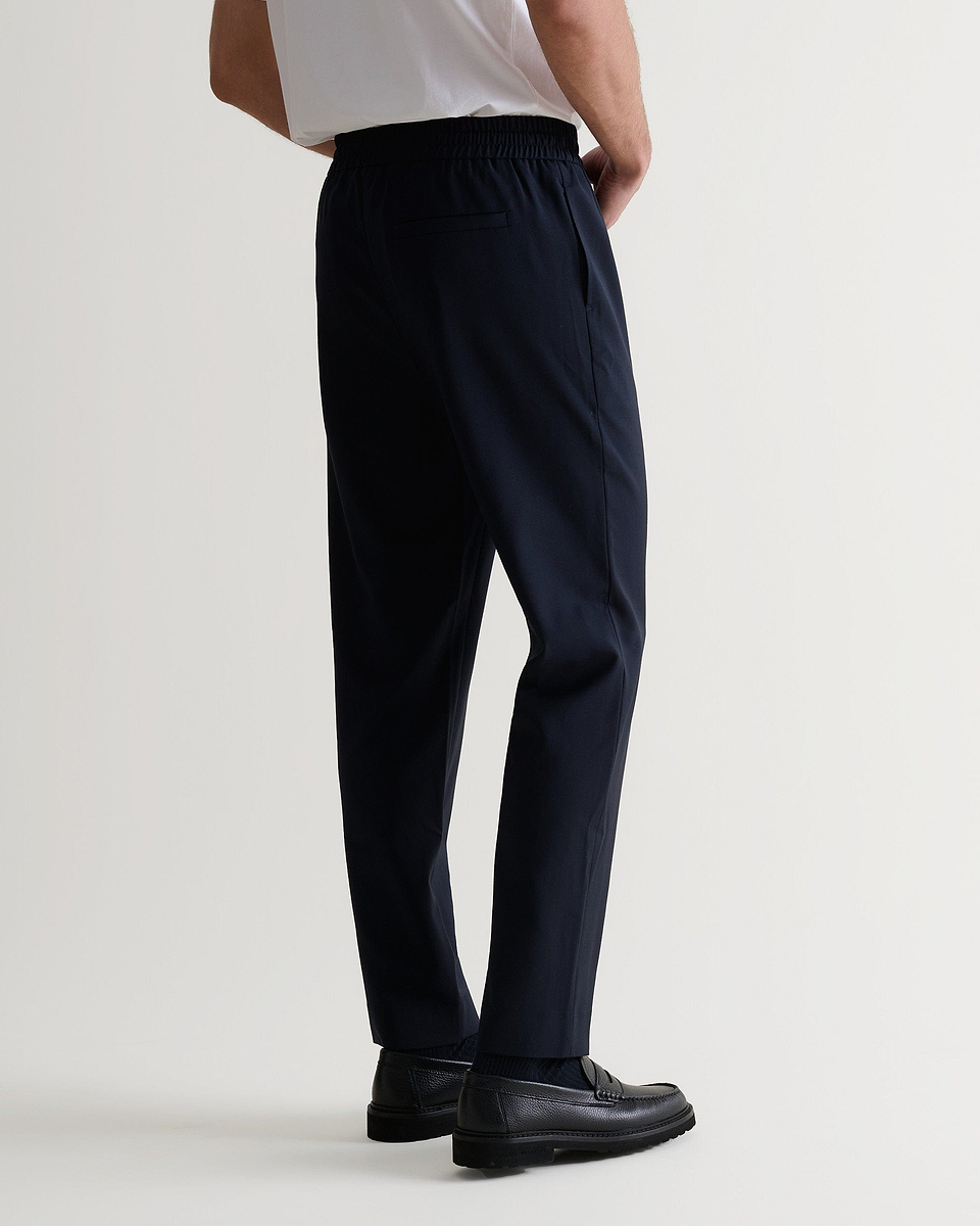 Men's Tropical Wool Drawstring Trousers - Indigo-[colour]-[size]-Rise &amp; Fall