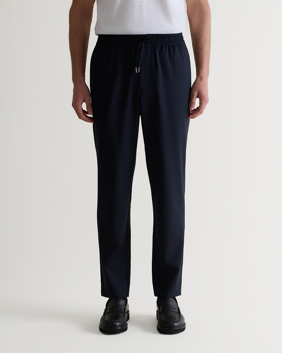 Men's Tropical Wool Drawstring Trousers - Indigo-[colour]-[size]-Rise &amp; Fall