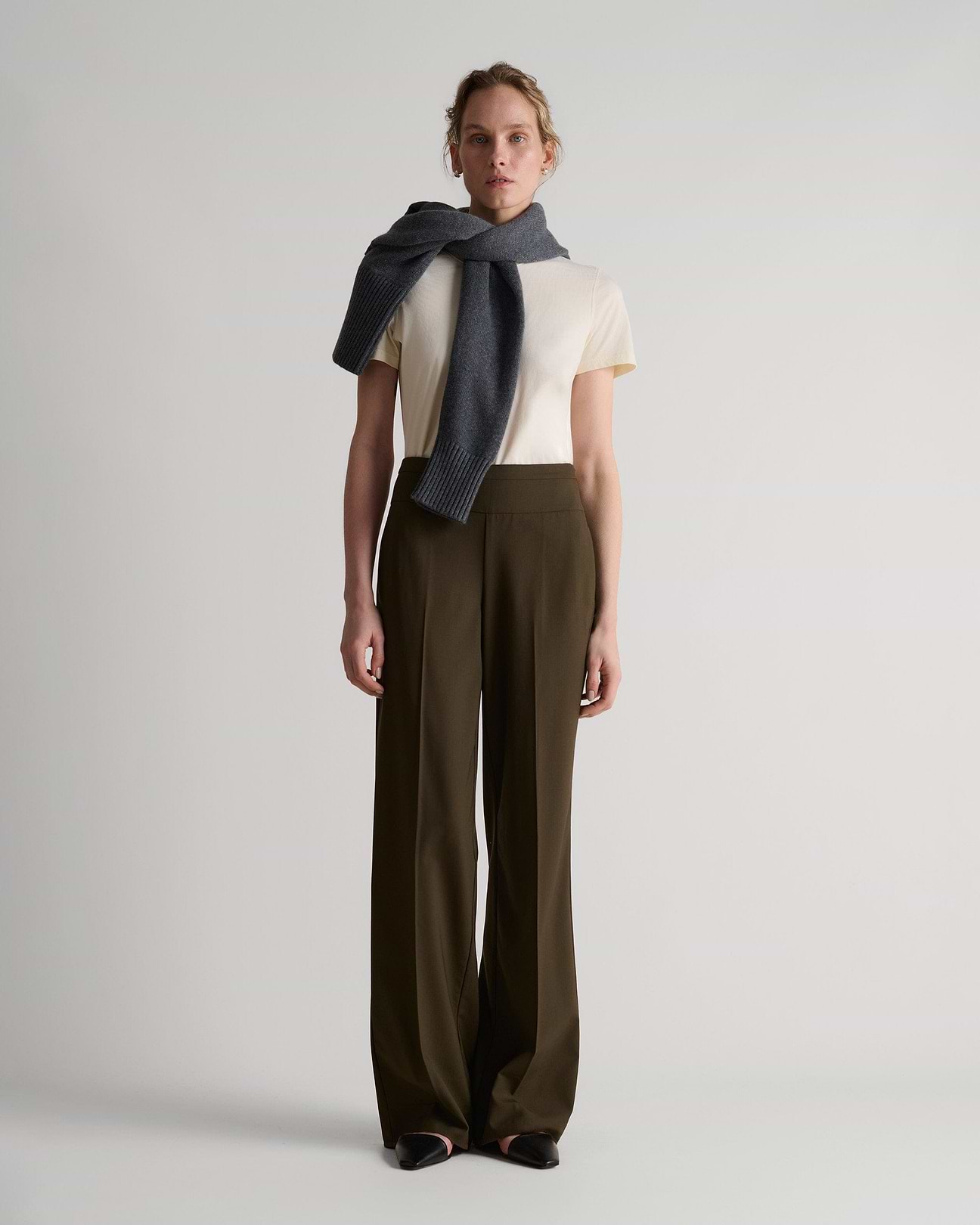 Women's Tropical Wool Wide Leg Trouser | Rise & Fall