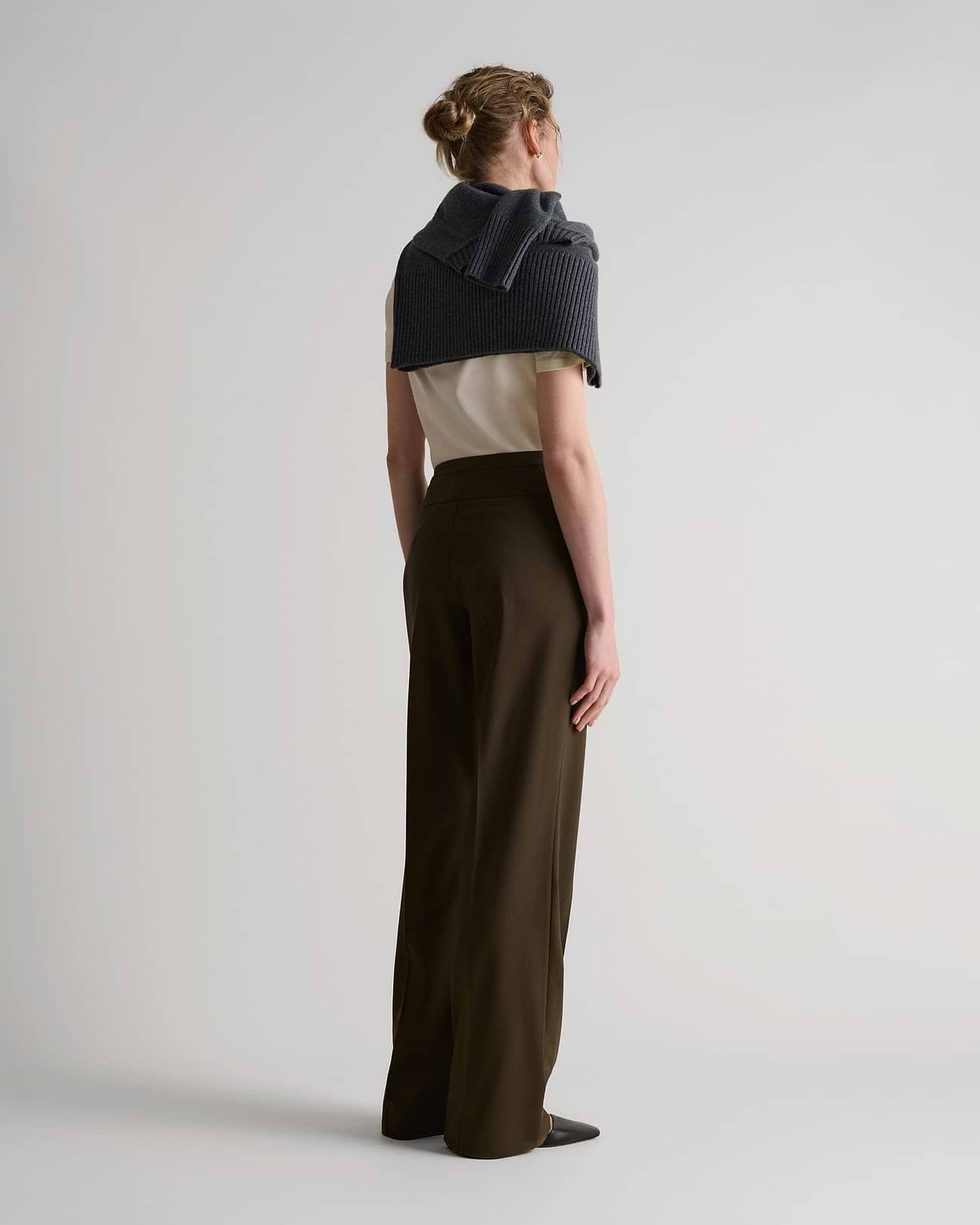 Women's Tropical Wool Wide Leg Trouser | Rise & Fall