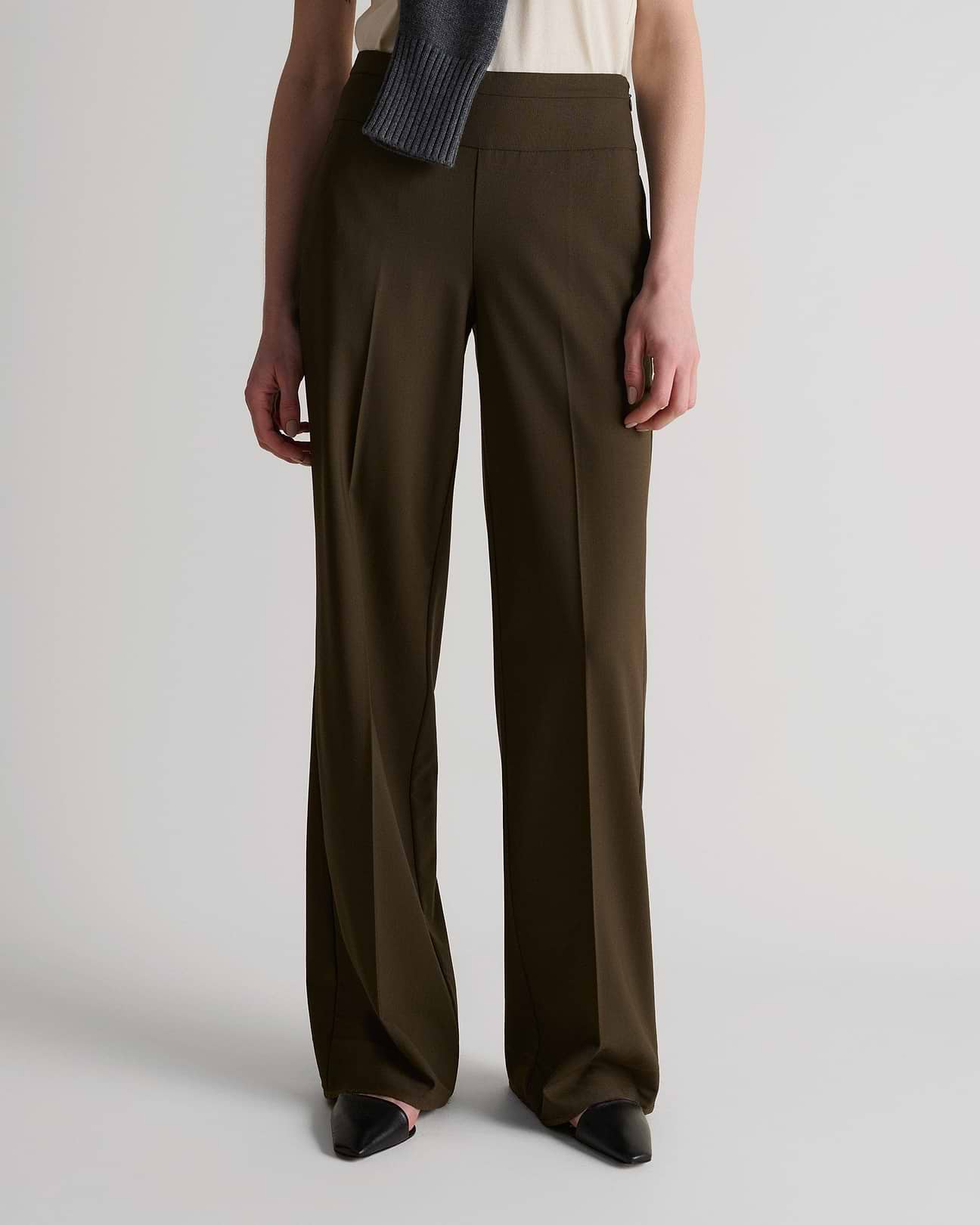 Women's Tropical Wool Wide Leg Trouser | Rise & Fall