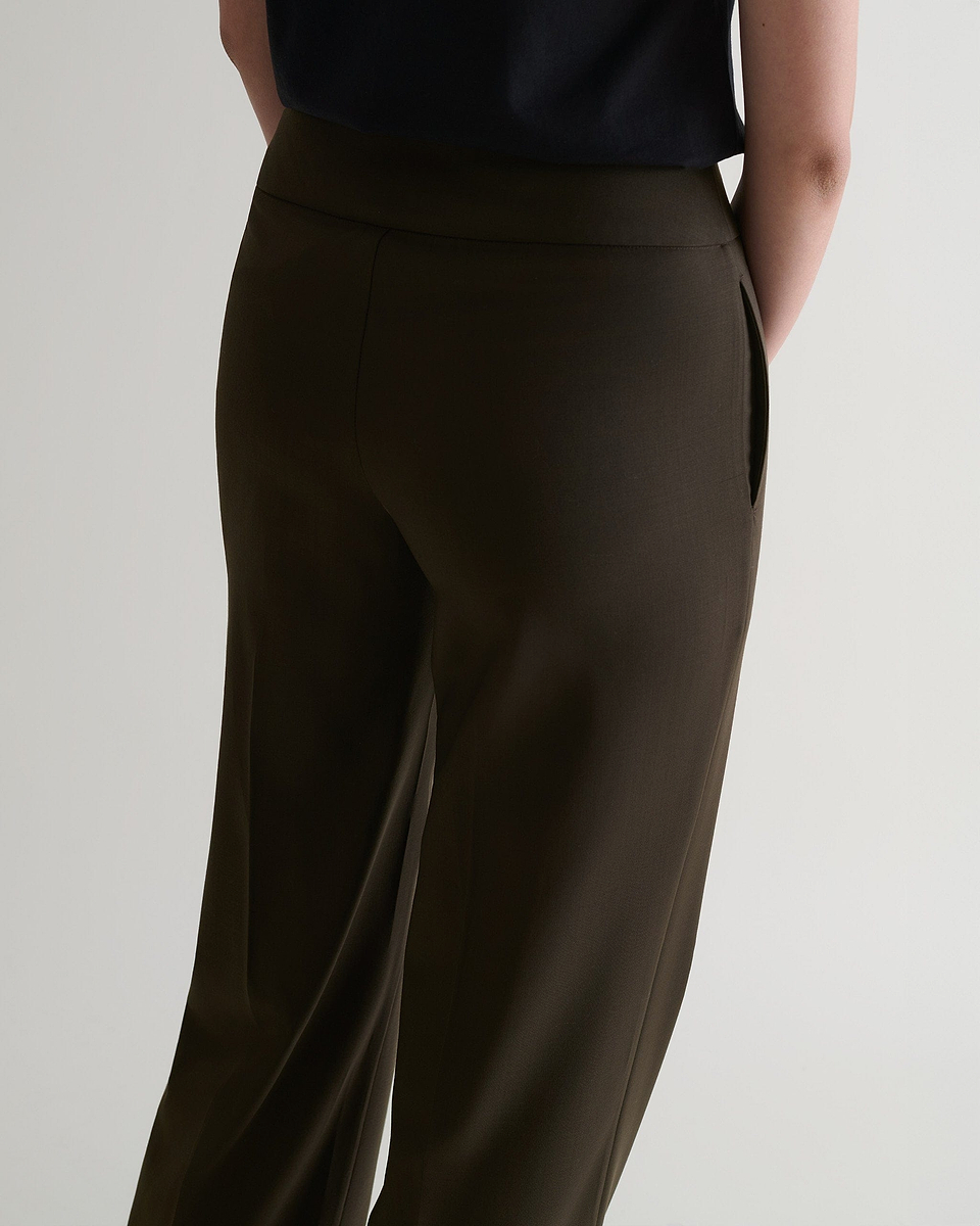 Women's Tropical Wool Wide Leg Trouser - Herb-[colour]-[size]-Rise &amp; Fall