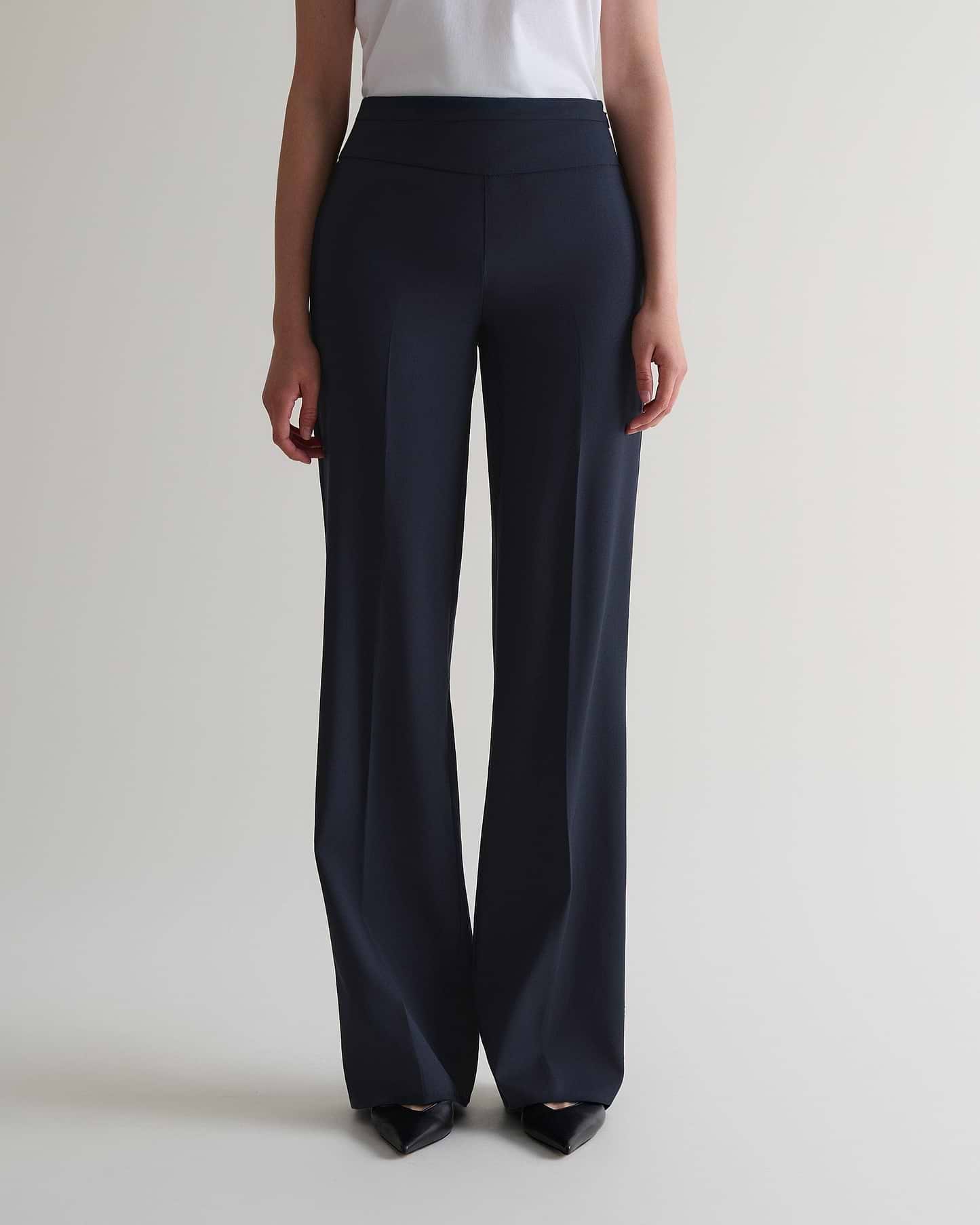 Women's Tropical Wool Wide Leg Trouser - Navy