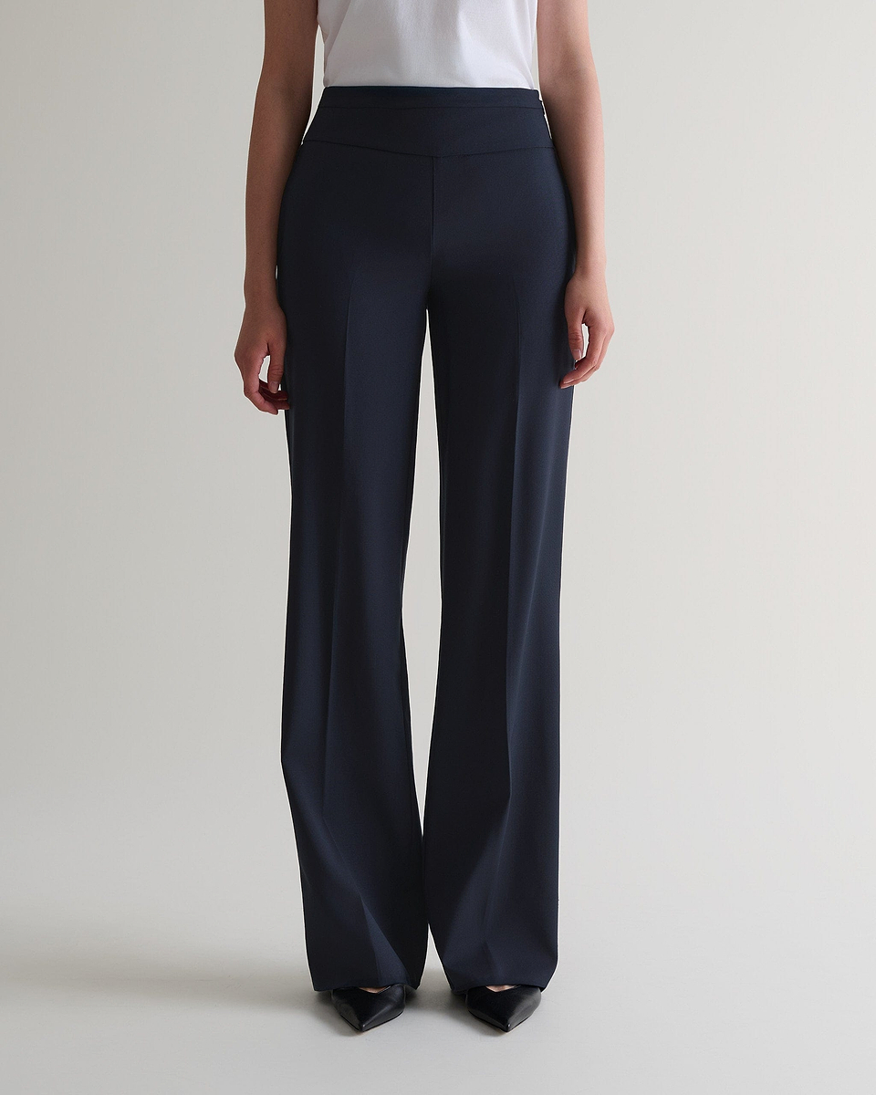 Women's Tropical Wool Wide Leg Trouser - Navy
