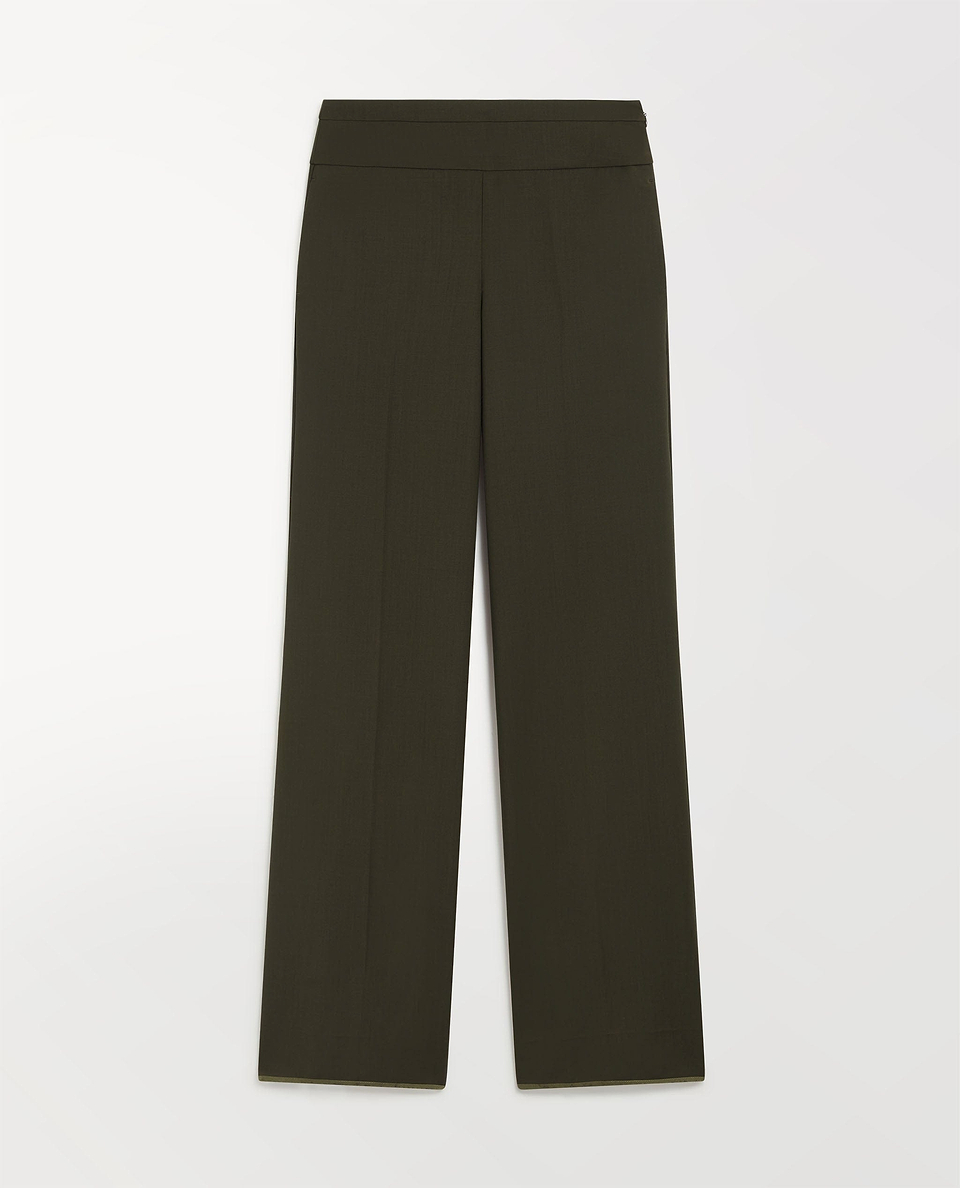 Women's Tropical Wool Wide Leg Trouser - Herb
