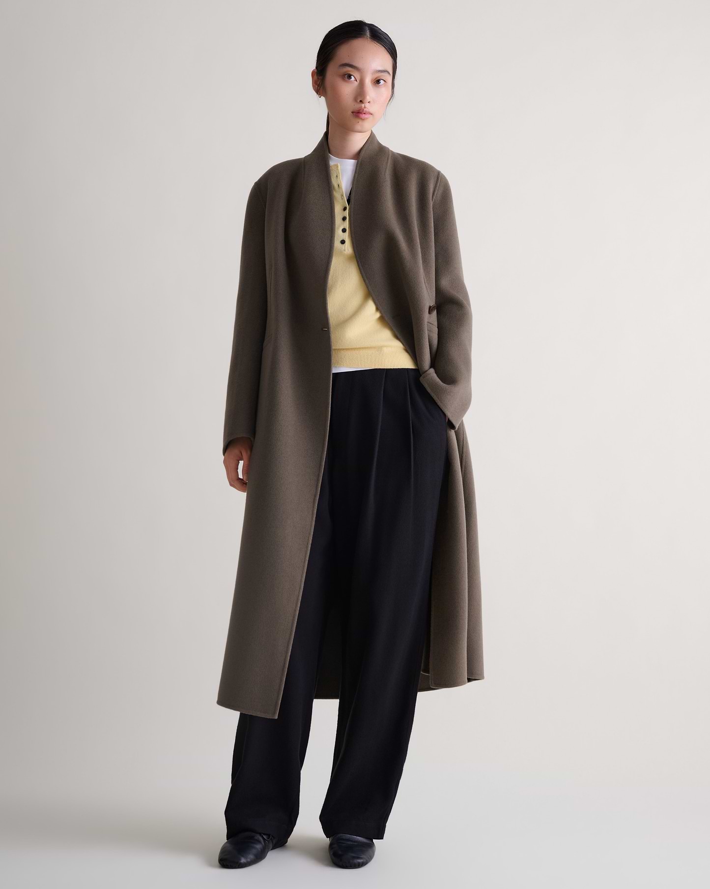 Women's Cashmere Wool Wrap Coat - Loam