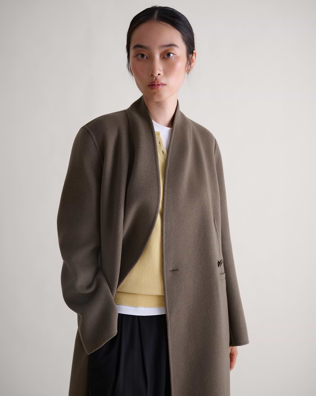 Women's Cashmere Wool Wrap Coat - Loam
