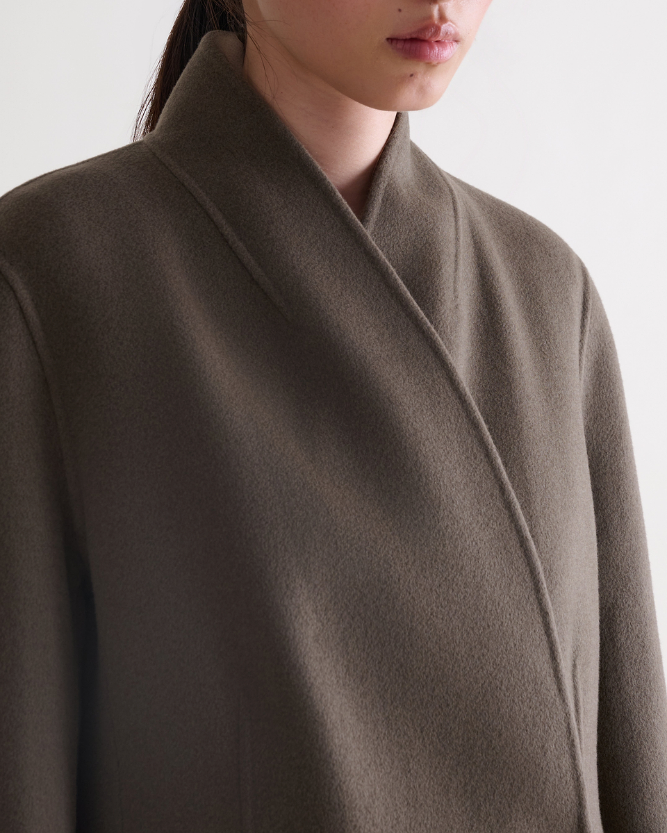 Women's Cashmere Wool Wrap Coat - Loam