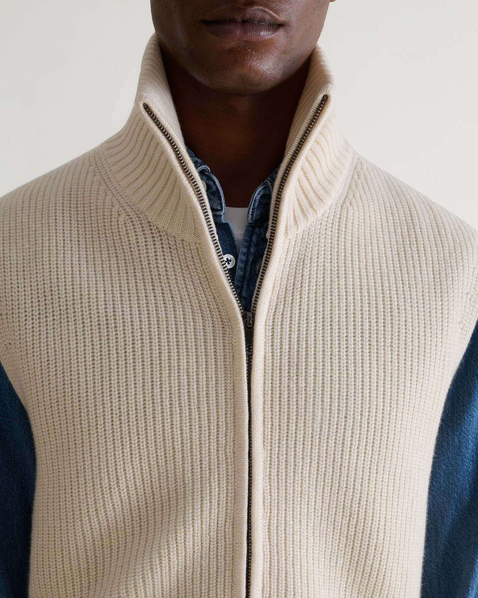 Men's Cashmere Merino Funnel Knit Vest - Parchment-[colour]-[size]-Rise &amp; Fall