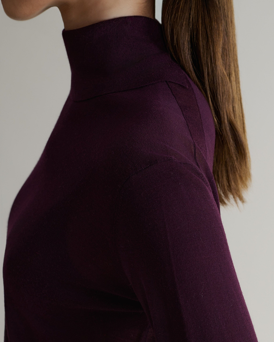 Women's Superfine Merino Roll Neck Jumper - Oxblood-[colour]-[size]-Rise &amp; Fall