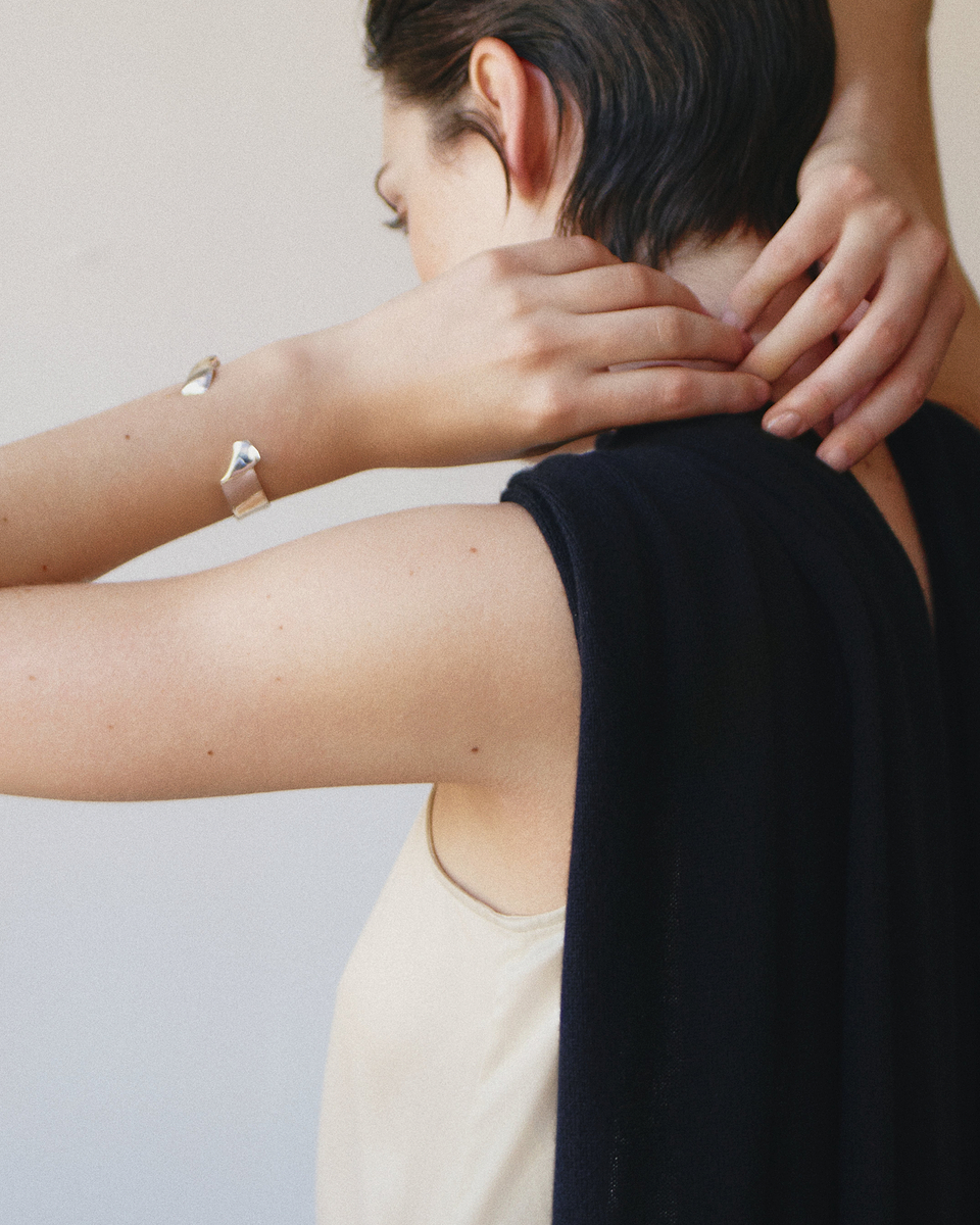 Origami Silver Plated Cuff Bracelet