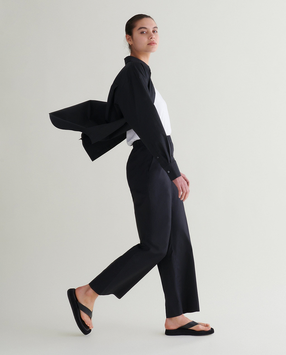Women's Organic Cotton Poplin Shirt - Black