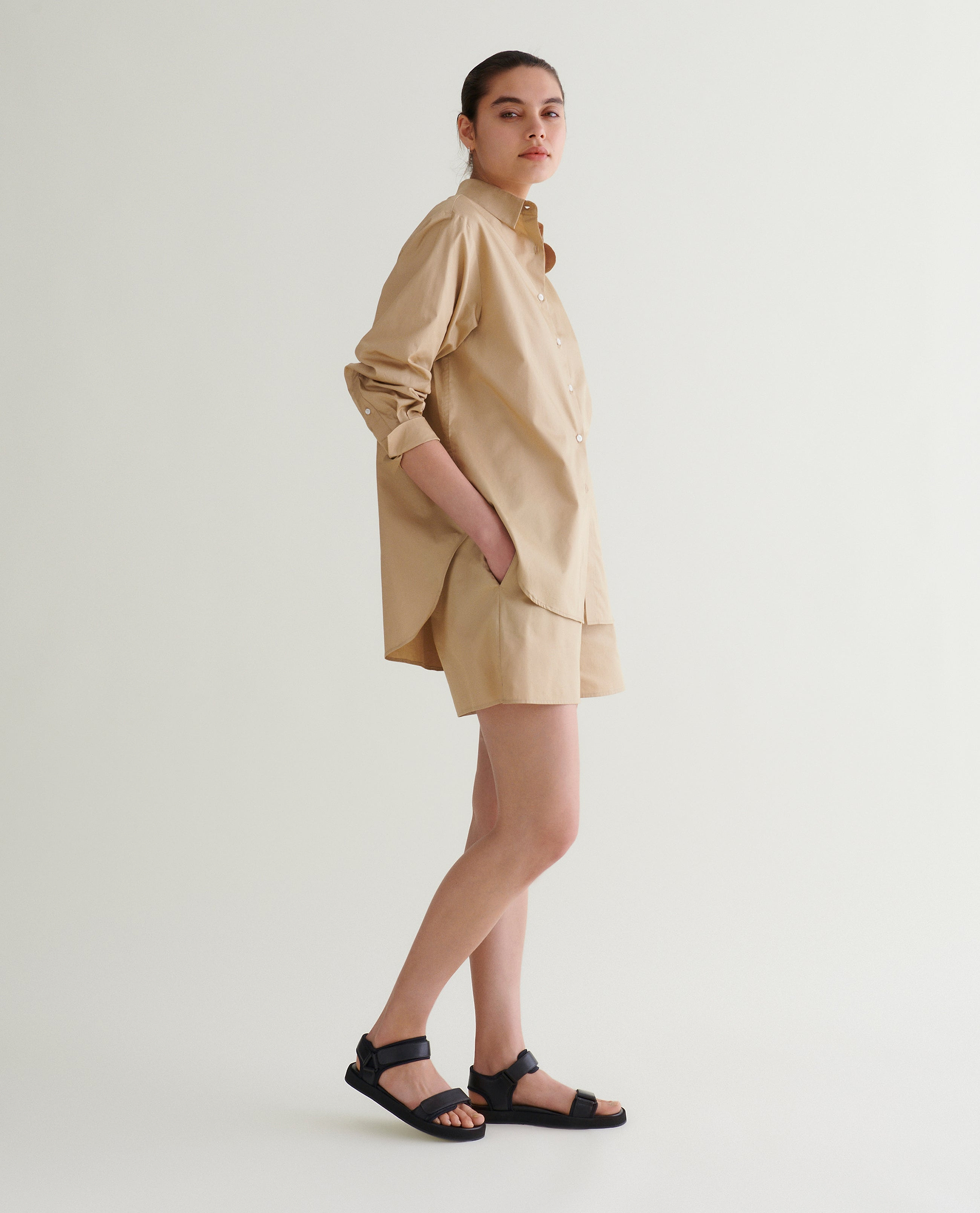 Women's Organic Cotton Poplin Shirt - Sandstone
