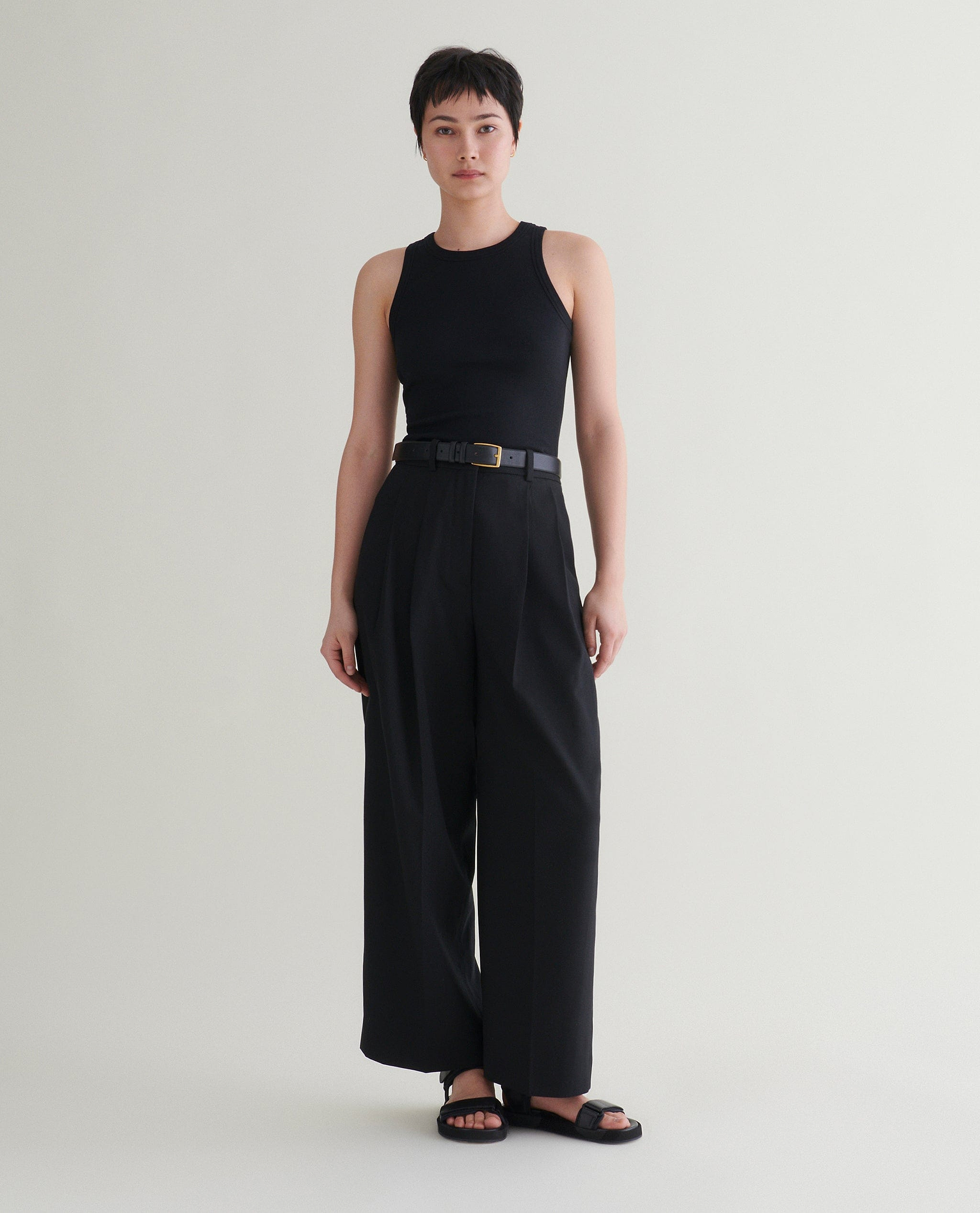 Women's Cotton Racer Vest - Black