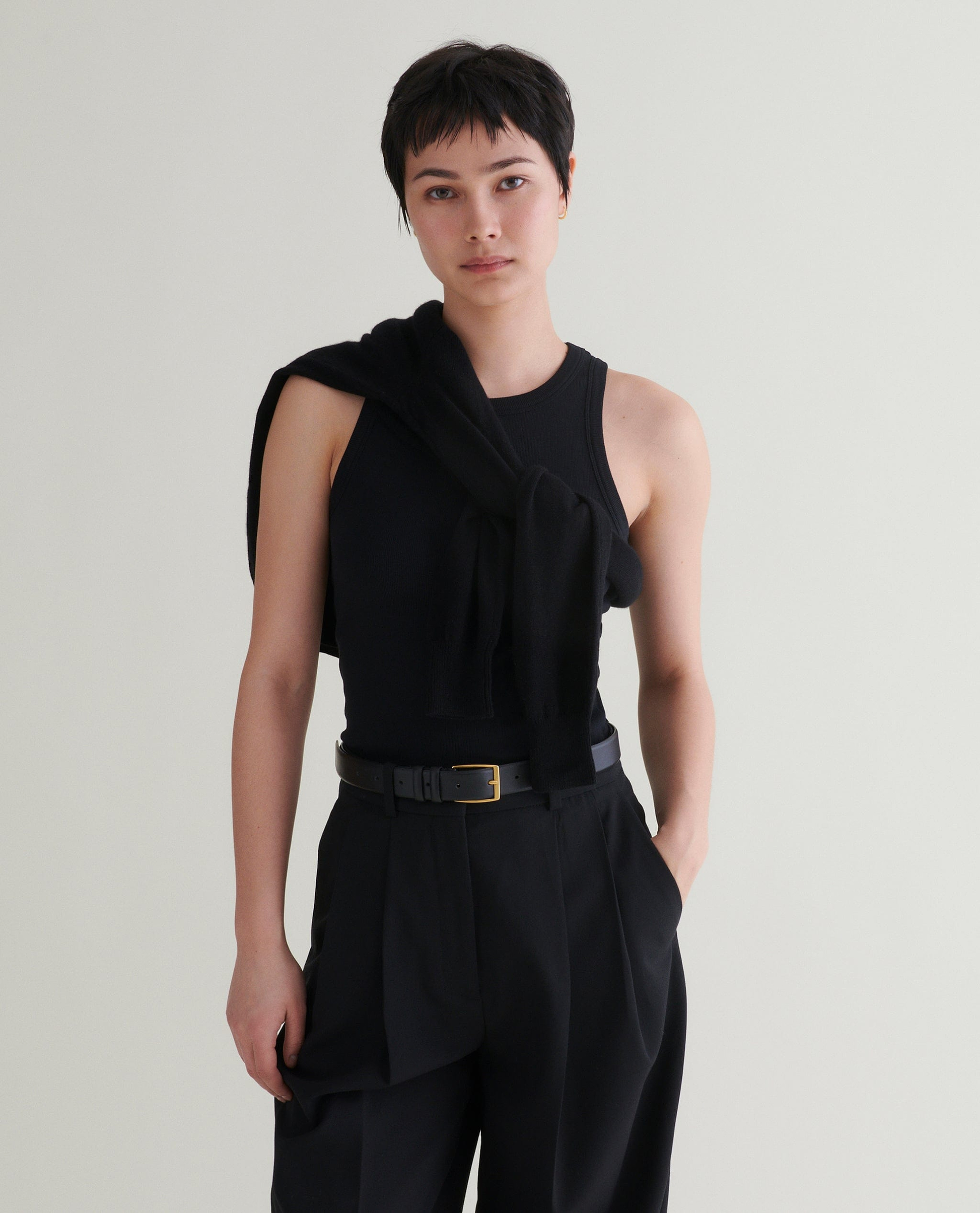 Women's Cotton Racer Vest - Black