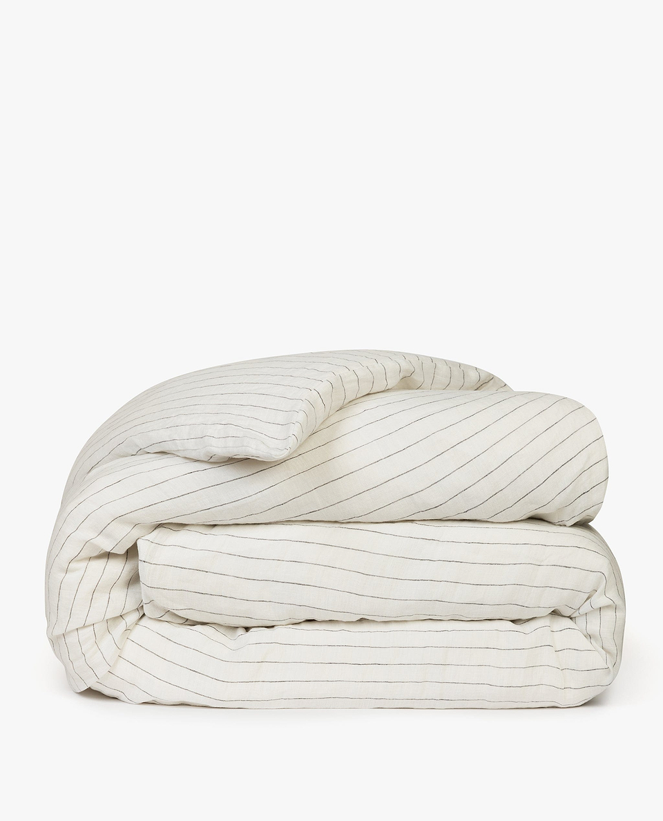 Image 1 of 1 showing Relaxed & Refined European Flax™ Linen Duvet Cover, colour: stripe.