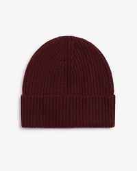 Image 1 of 1 showing Rise & Fall's Women's Cashmere Merino Ribbed Knit Beanie in oxblood.