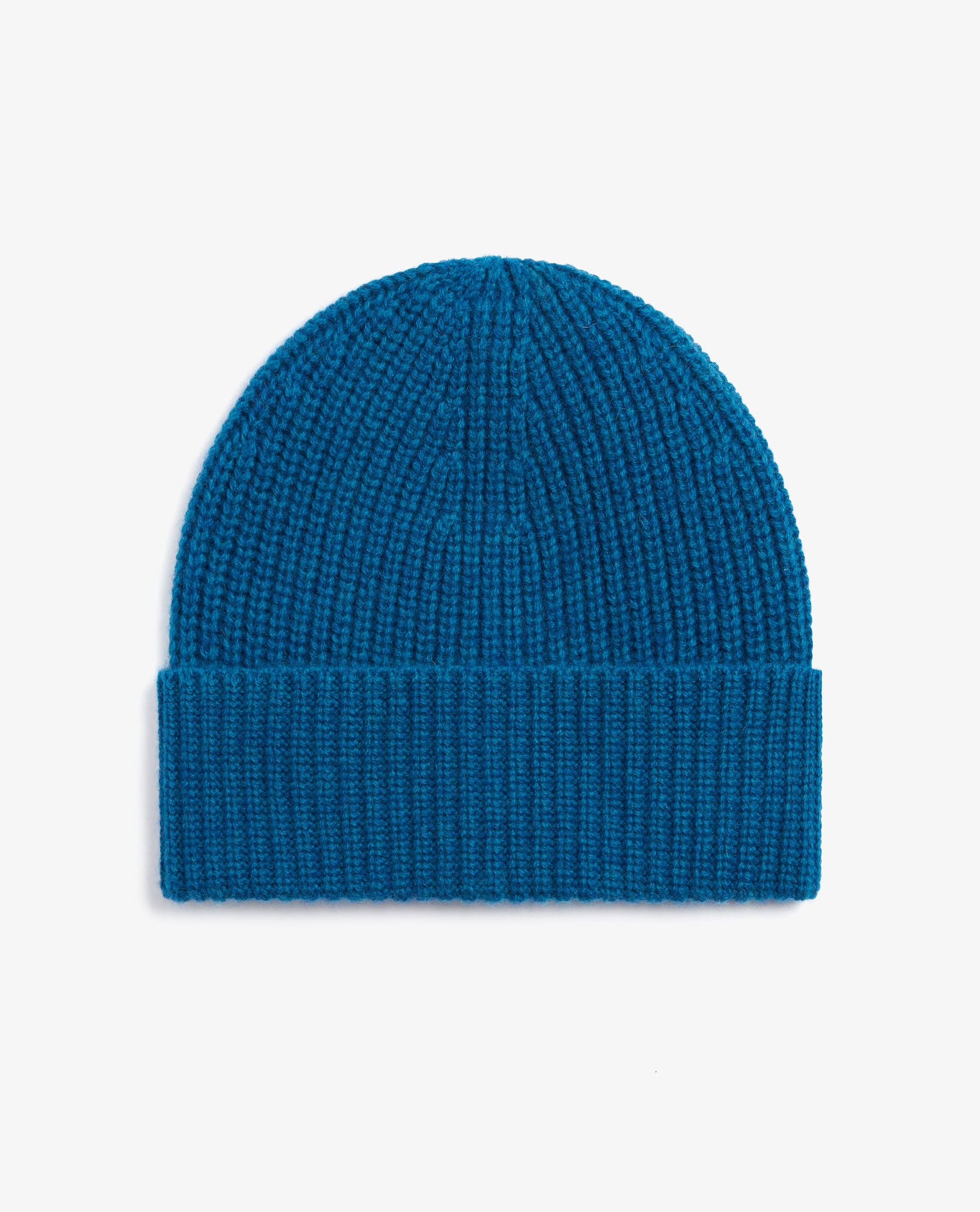 Image 1 of 1 showing Rise & Fall's Women's Cashmere Merino Ribbed Knit Beanie in viridian blue.