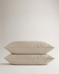 Image 1 of 2 showing Rise & Fall's Relaxed & Refined European Flax™ Linen Pillowcase Set, colour: natural.