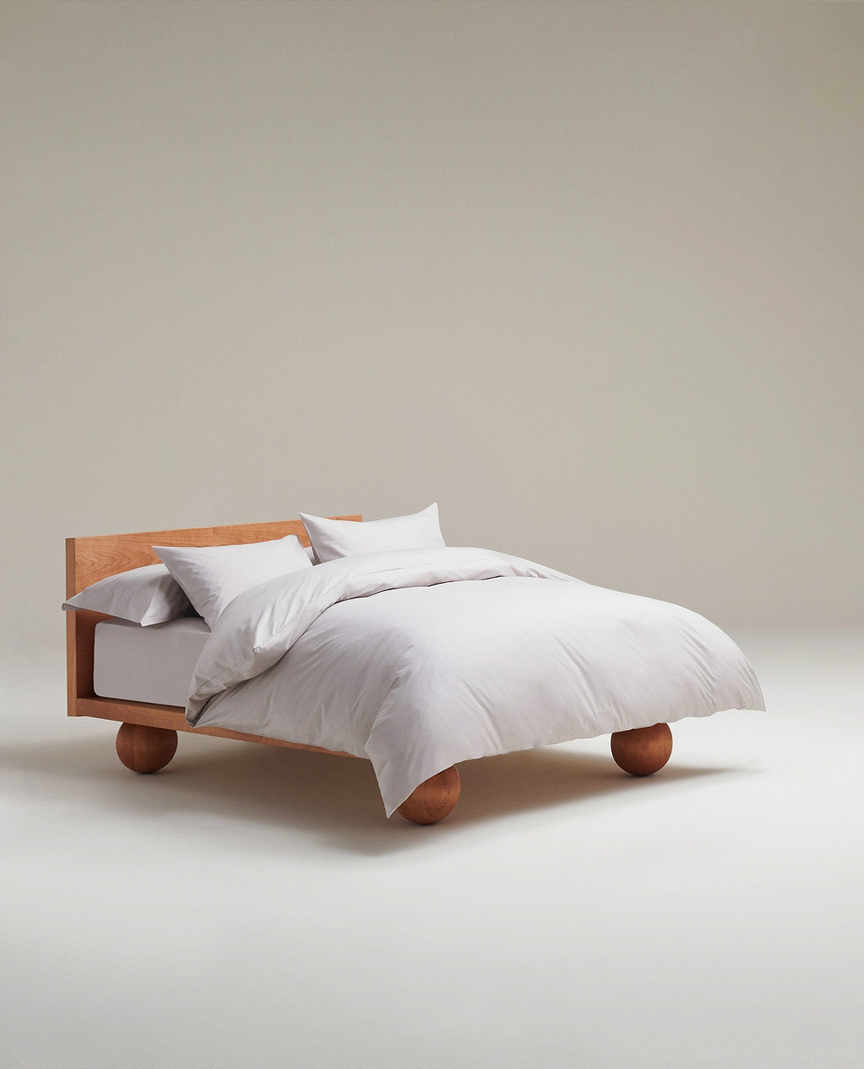 Image 1 of 3 showing Rise & Fall's percale cotton duvet cover, colour: pebble.