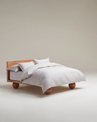 Image 1 of 3 showing Rise & Fall's percale cotton duvet cover, colour: pebble.
