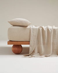 Image 1 of 3 showing Rise & Fall's Relaxed & Refined linen flat bed sheet in natural.