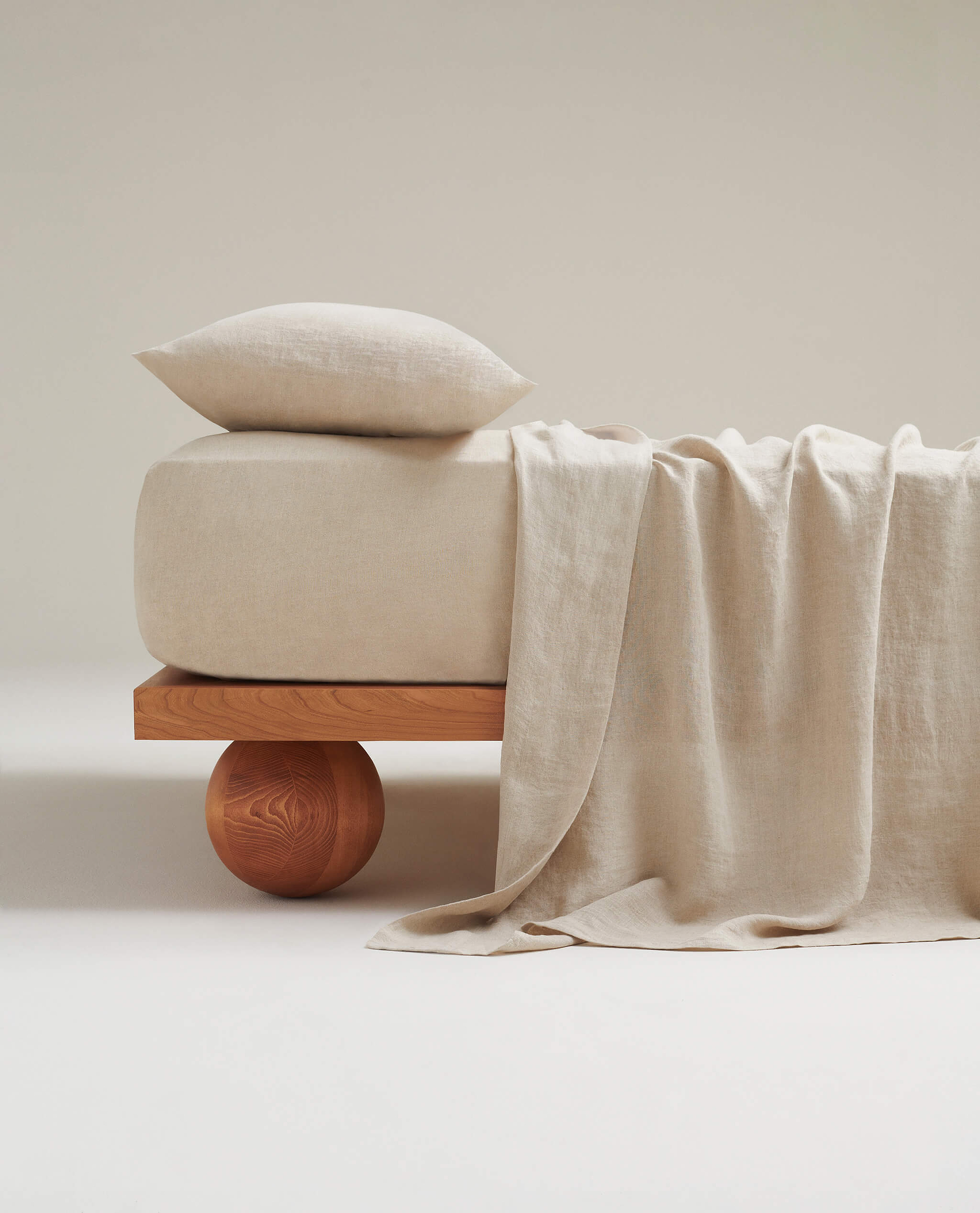 Image 1 of 3 showing Rise & Fall's Relaxed & Refined linen flat bed sheet in natural.
