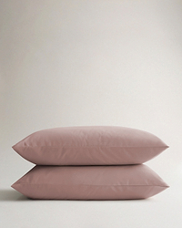 Image 1 of 4 showing Rise & Fall's Crisp & Cool Organic Cotton Percale Pillowcase Set, colour: clay.