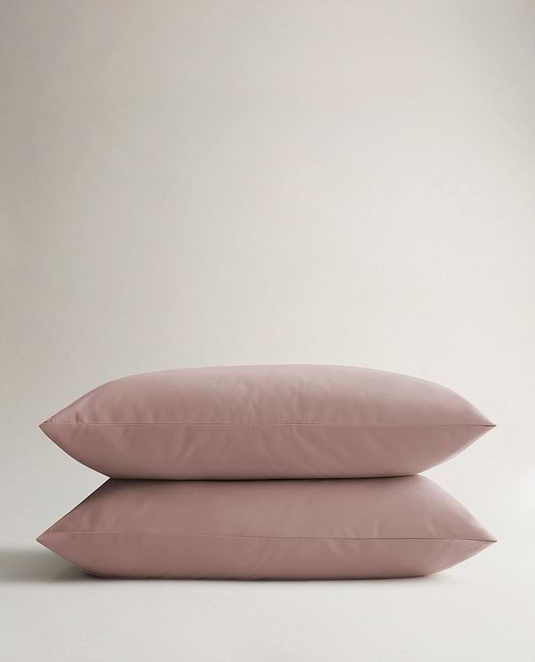 Image 1 of 4 showing Rise & Fall's Crisp & Cool Organic Cotton Percale Pillowcase Set, colour: clay.
