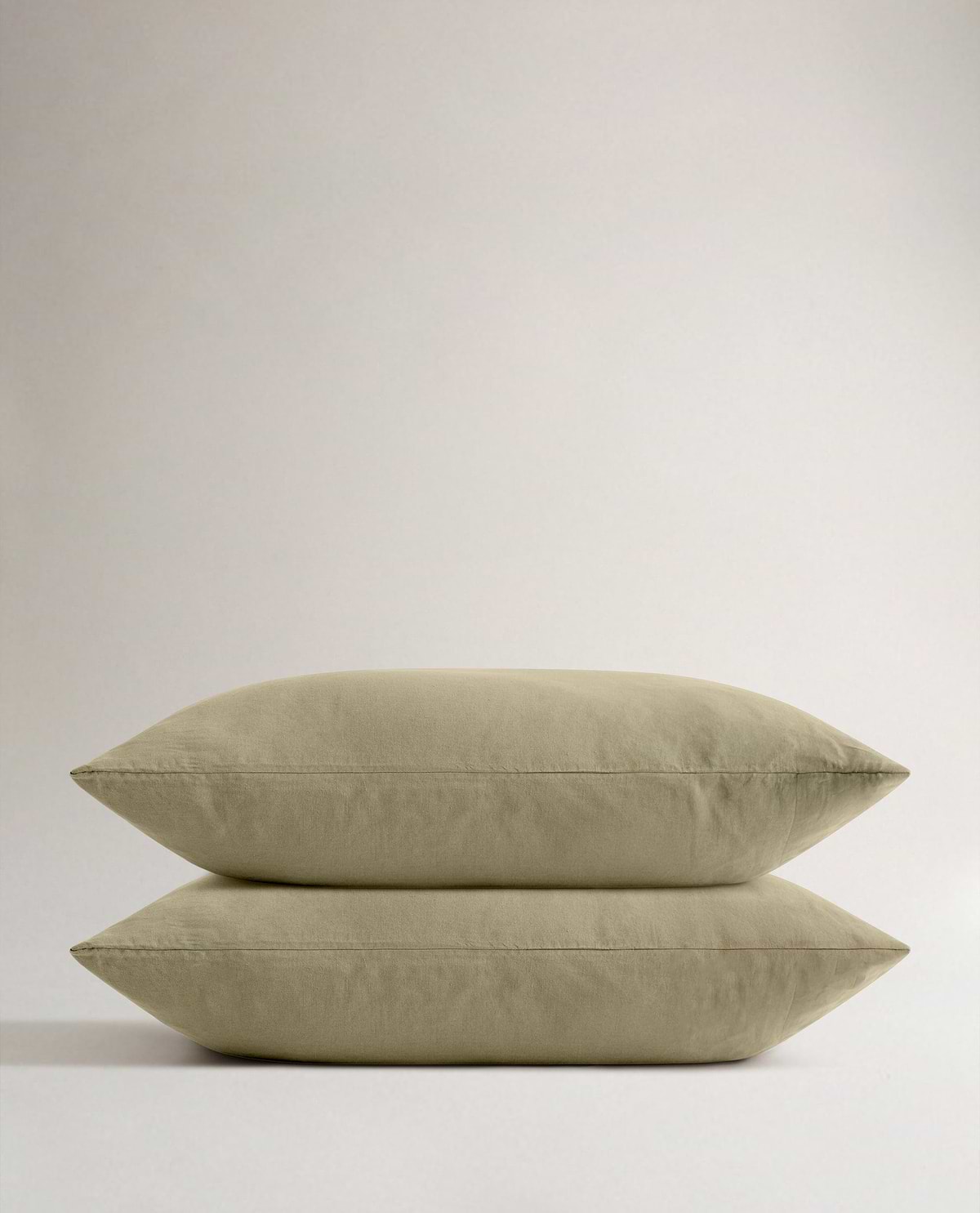 Image 1 of 4 showing Rise & Fall's Crisp & Cool Organic Cotton Percale Pillowcase Set, colour: sage.