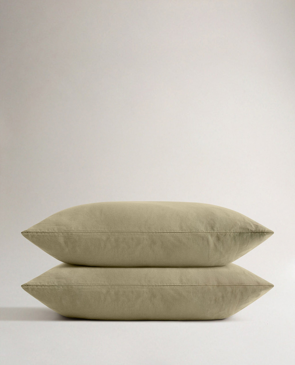 Image 1 of 4 showing Rise & Fall's Crisp & Cool Organic Cotton Percale Pillowcase Set, colour: sage.