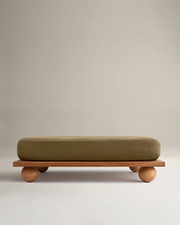 Image 1 of 4 showing Rise & Fall's Relaxed & Refined European flax™ linen fitted sheet in olive.