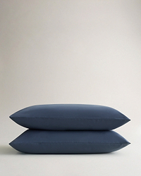 Image 1 of 4 showing Rise & Fall's Soft & Smooth Cotton Sateen Pillowcase Set in mood indigo.
