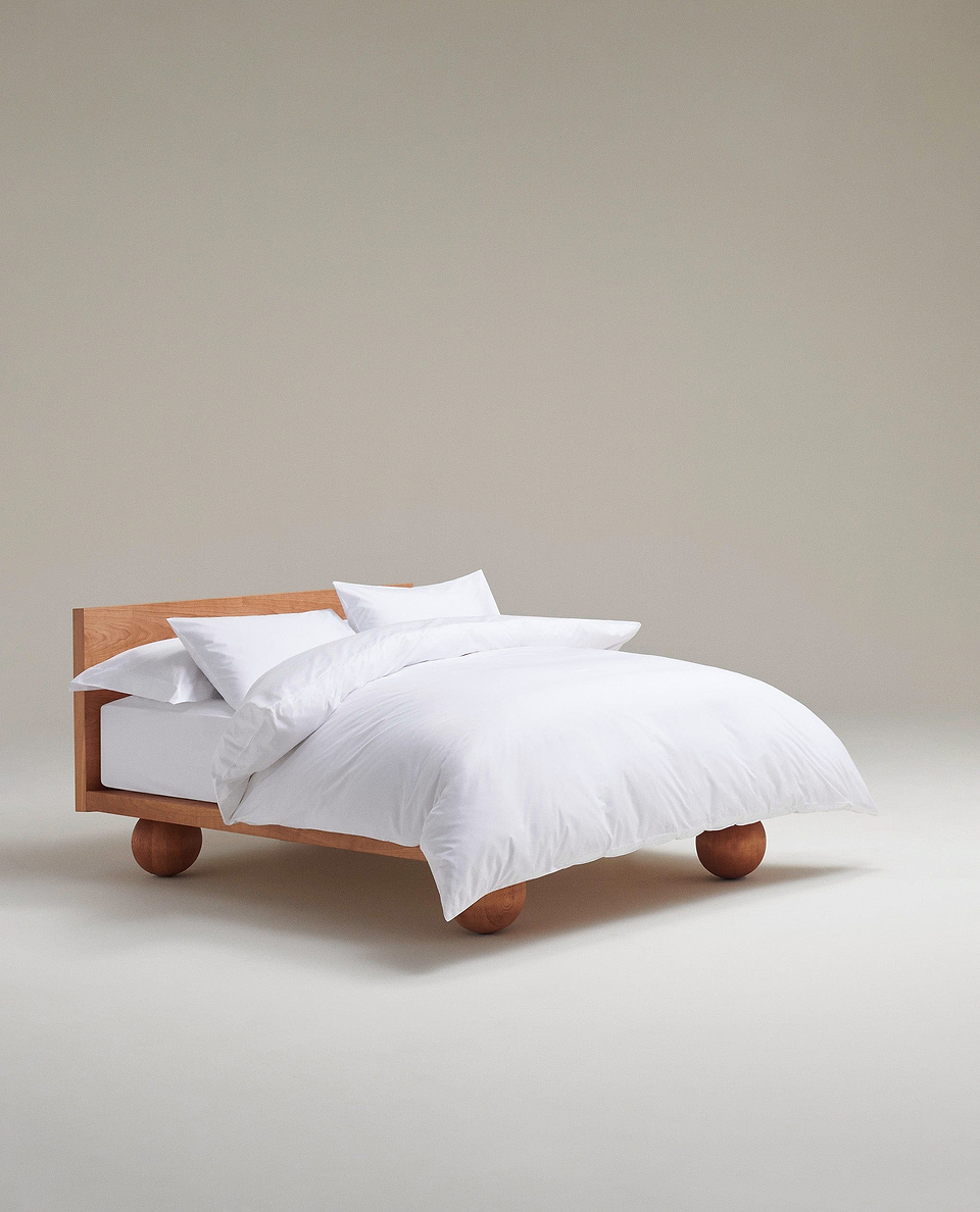 Image 1 of 4 showing Rise & Fall's sateen cotton duvet cover, colour: white.