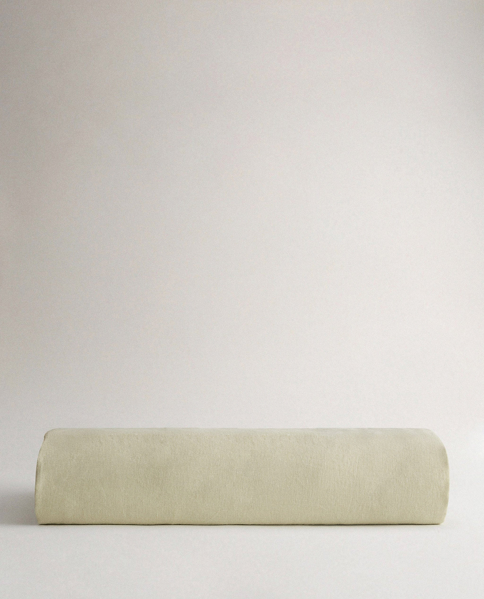 Image 1 of 5 showing House of Grey European Flax™ Linen Duvet Cover, colour: celery.