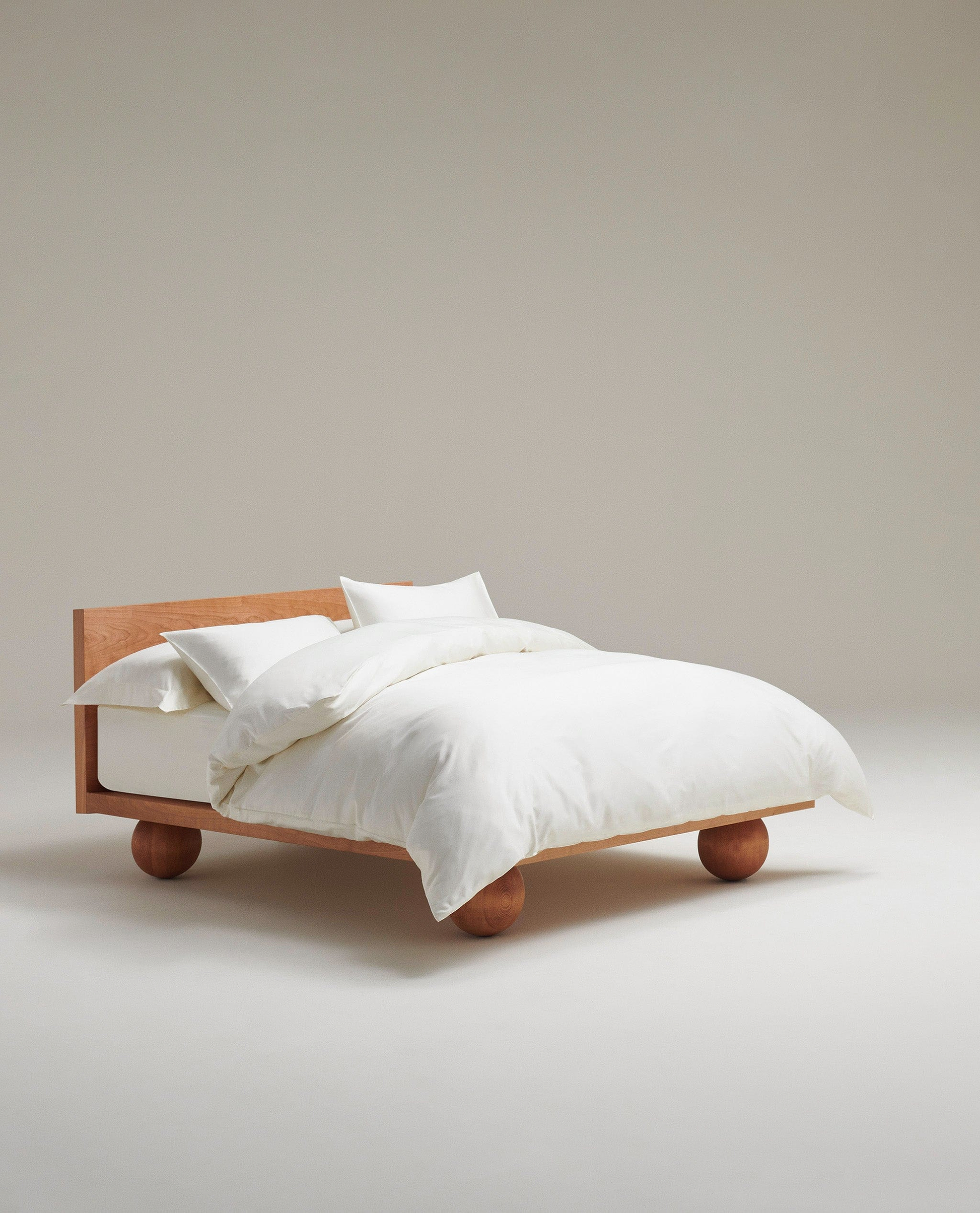 Image 1 of 5 showing Rise & Fall's sateen cotton duvet cover, colour: buttermilk.