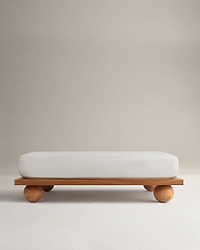 Image 1 of 5 showing Rise & Fall's buttermilk Soft & Smooth sateen cotton deep fitted sheet.