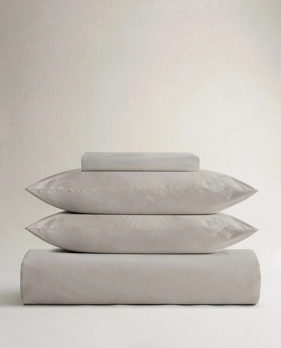 image 1 of 5 showing Rise & Fall's pebble crisp & cool duvet set in percale cotton