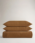 image 1 of 6 showing Rise & Fall's Relaxed & Refined linen duvet set, fabric: European flax, colour: ochre